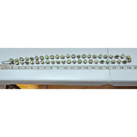 Elegant Opal Gemstone Square Link Necklace Fashion Jewelry Charming Charlie - Picture 4 of 5